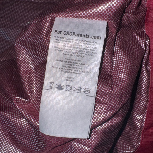 Columbia maroon 80% down hooded Omni heat full zip Parka jacket sz S - Picture 12 of 12